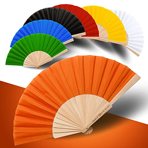 Faltfächer für Hochzeit & Events –Personalisierbarer Fächer aus Holz (CALESA) (Orange, 50er-Pack) von GRAVURE CONCEPT