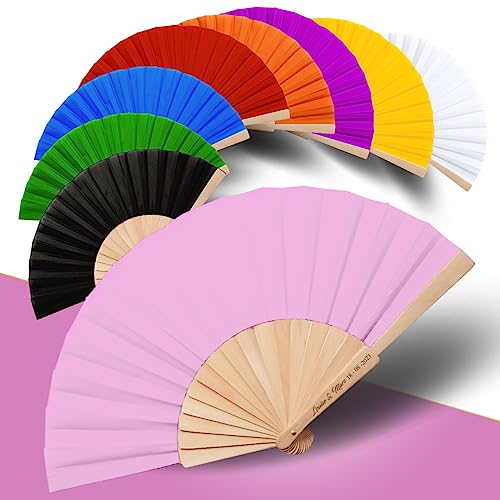 Faltfächer für Hochzeit & Events –Personalisierbarer Fächer aus Holz (CALESA) (Rosa, 50er-Pack) von GRAVURE CONCEPT