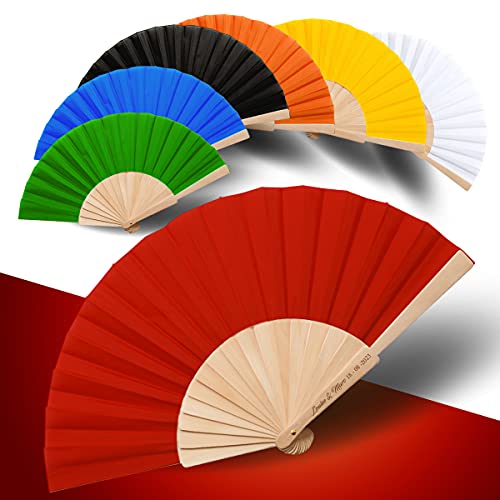Faltfächer für Hochzeit & Events –Personalisierbarer Fächer aus Holz (CALESA) (Rot, 10er-Pack) von GRAVURE CONCEPT
