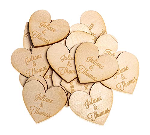 100 Stück 50mm Streudeko Herzen - Gravur mit Namen - Personalisiertes Hochzeitsgeschenk & Hochzeitsdeko - Deko Holzherzen für Tischdeko & Tischschmuck DIY Vintage 100 Stück 50mm Streudeko Herzen - Gravur mit Namen - Personalisiertes Hochzeitsgeschenk & Hochzeitsdeko - Deko Holzherzen für Tischdeko & Tischschmuck DIY Vintage von GRAVURZEILE