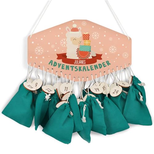 GRAVURZEILE Adventskalender aus Holz - Wintertiere - Personalisiert mit Namen - DIY Adventskalender für Kinder - wahlweise mit Leinensäckchen - Weihnachtsdeko für Kinderzimmer - Farbe: Lama GRAVURZEILE Adventskalender aus Holz - Wintertiere - Personalisiert mit Namen - DIY Adventskalender für Kinder - wahlweise mit Leinensäckchen - Weihnachtsdeko für Kinderzimmer - Farbe: Lama von GRAVURZEILE