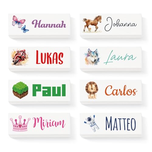 GRAVURZEILE Bedruckter Radiergummi für Kinder - Einschulung - Personalisiert mit Namen - Umfangreiche Motivwahl - PVC-frei - Schulbedarf Geschenk zum Schulstart 1. Klasse für Jungen & Mädchen von GRAVURZEILE