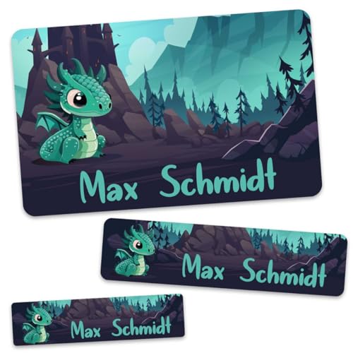 GRAVURZEILE Schuletiketten - Drachen Design - Personalisiert mit Namen - 100 Aufkleber in 3 Größen für das Beschriften von Schulsachen Hefte Bücher - Geschenk zum Schulanfang - Farbe: Grün GRAVURZEILE Schuletiketten - Drachen Design - Personalisiert mit Namen - 100 Aufkleber in 3 Größen für das Beschriften von Schulsachen Hefte Bücher - Geschenk zum Schulanfang - Farbe: Grün von GRAVURZEILE