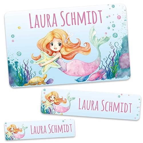 GRAVURZEILE Schuletiketten - Meerjungfrau V2 - Personalisiert mit Namen - 100 Aufkleber in 3 Größen für das Beschriften von Schulsachen Hefte Bücher - Geschenk zum Schulanfang zur Einschulung GRAVURZEILE Schuletiketten - Meerjungfrau V2 - Personalisiert mit Namen - 100 Aufkleber in 3 Größen für das Beschriften von Schulsachen Hefte Bücher - Geschenk zum Schulanfang zur Einschulung von GRAVURZEILE