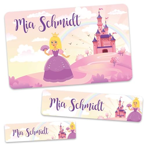 GRAVURZEILE Schuletiketten - Prinzessin - Personalisiert mit Namen - 100 Aufkleber in 3 Größen für das Beschriften von Schulsachen Hefte Bücher - Geschenk zum Schulanfang - Farbe: Lila GRAVURZEILE Schuletiketten - Prinzessin - Personalisiert mit Namen - 100 Aufkleber in 3 Größen für das Beschriften von Schulsachen Hefte Bücher - Geschenk zum Schulanfang - Farbe: Lila von GRAVURZEILE