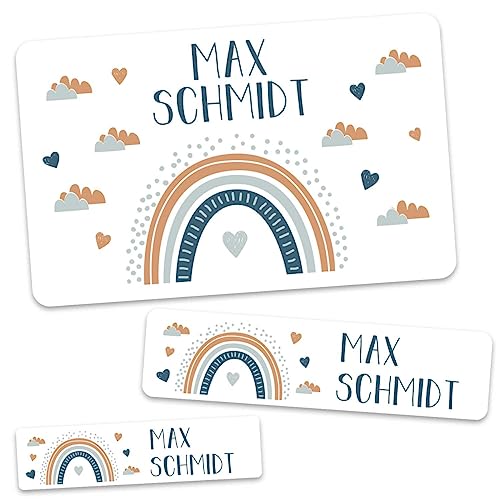 GRAVURZEILE Schuletiketten - Regenbogen - Personalisiert mit Namen - 100 Aufkleber in 3 Größen für das Beschriften von Schulsachen Hefte Bücher - Geschenk zur Einschulung - Farbe Blau GRAVURZEILE Schuletiketten - Regenbogen - Personalisiert mit Namen - 100 Aufkleber in 3 Größen für das Beschriften von Schulsachen Hefte Bücher - Geschenk zur Einschulung - Farbe Blau von GRAVURZEILE