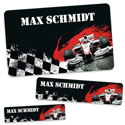 GRAVURZEILE Schuletiketten - Rennwagen Design - Personalisiert mit Namen - 100 Aufkleber in 3 Größen für das Beschriften von Schulsachen Hefte Bücher - Geschenk zum Schulanfang zur Einschulung GRAVURZEILE Schuletiketten - Rennwagen Design - Personalisiert mit Namen - 100 Aufkleber in 3 Größen für das Beschriften von Schulsachen Hefte Bücher - Geschenk zum Schulanfang zur Einschulung von GRAVURZEILE