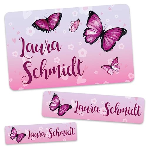 GRAVURZEILE Schuletiketten - Schmetterling - Personalisiert mit Namen - 100 Aufkleber in 3 Größen für das Beschriften von Schulsachen Hefte Bücher - Geschenk zum Schulanfang zur Einschulung GRAVURZEILE Schuletiketten - Schmetterling - Personalisiert mit Namen - 100 Aufkleber in 3 Größen für das Beschriften von Schulsachen Hefte Bücher - Geschenk zum Schulanfang zur Einschulung von GRAVURZEILE