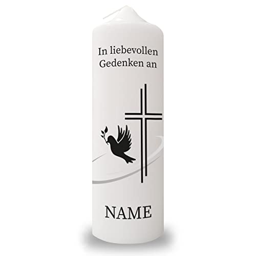 GRAVURZEILE Trauerkerze im Trauer Design mit Namen & Wunschtext - Hochwertige Stumpenkerze 250/80 mm brilliant bedruckt - Trauerdekoration für das Grab - Geschenk für die Trauernden GRAVURZEILE Trauerkerze im Trauer Design mit Namen & Wunschtext - Hochwertige Stumpenkerze 250/80 mm brilliant bedruckt - Trauerdekoration für das Grab - Geschenk für die Trauernden von GRAVURZEILE