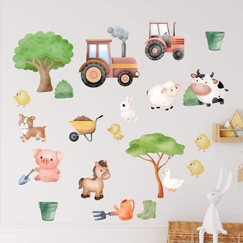 GRAZDesign Bauernhof Wandtattoo Kinderzimmer Trecker Tiere Sticker für Wand, Schrank, Möbel, Tür von GRAZDesign