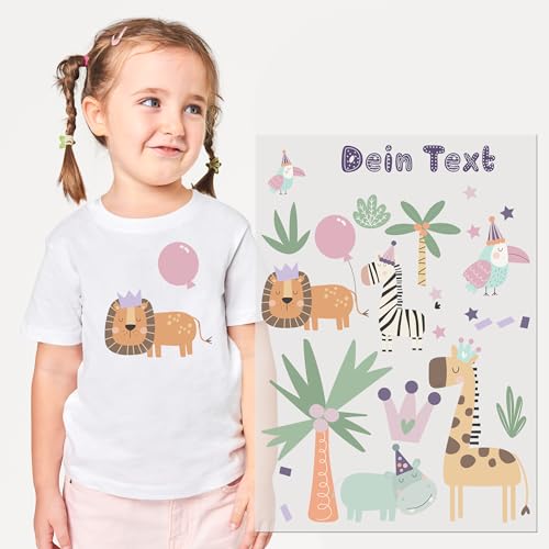 GRAZDesign Bügelbilder Textilaufkleber für Kinder - Zoo-Tiere Design für T-Shirts & Kleidung - Personalisierbar DIN A4 von GRAZDesign