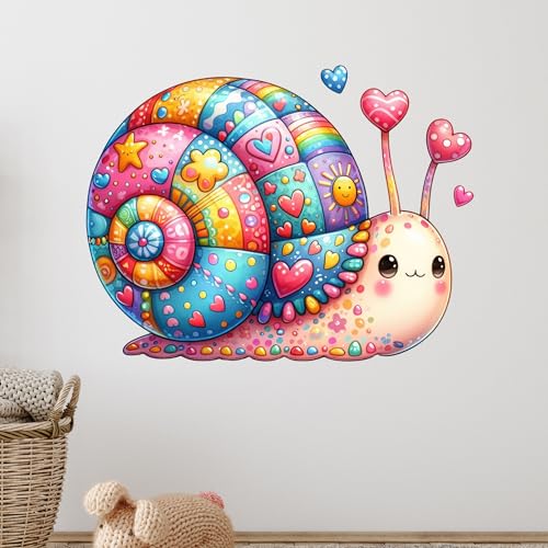 GRAZDesign Buntes Wandtattoo Schnecke Kinderzimmer Mädchen - Wandaufkleber selbstklebend - 52x40cm von GRAZDesign