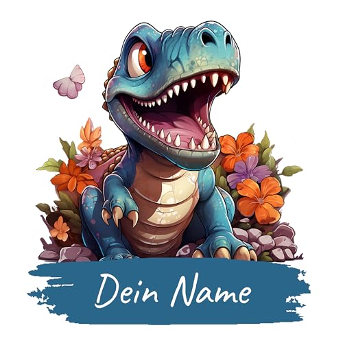 GRAZDesign Cooles Wandtattoo Dino mit Namen personalisiert für Kinderzimmer Junge - Wandaufkleber über Bett & Sofa - 32x30cm GRAZDesign Cooles Wandtattoo Dino mit Namen personalisiert für Kinderzimmer Junge - Wandaufkleber über Bett & Sofa - 32x30cm von GRAZDesign