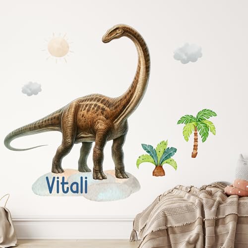 GRAZDesign Dinosaurier Wandtattoo Dino mit Namen personalisiert Brachiosaurus Wandsticker Kinderzimmer Junge Wandaufkleber Babyzimmer selbstklebend - 39x30cm GRAZDesign Dinosaurier Wandtattoo Dino mit Namen personalisiert Brachiosaurus Wandsticker Kinderzimmer Junge Wandaufkleber Babyzimmer selbstklebend - 39x30cm von GRAZDesign