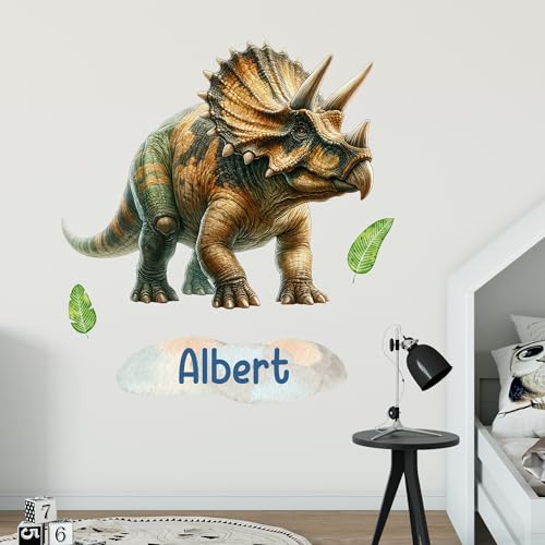 GRAZDesign Dinosaurier Wandtattoo Dino mit Namen personalisiert Triceratops Wandsticker Kinderzimmer Junge Wandaufkleber Babyzimmer selbstklebend - 55x50cm GRAZDesign Dinosaurier Wandtattoo Dino mit Namen personalisiert Triceratops Wandsticker Kinderzimmer Junge Wandaufkleber Babyzimmer selbstklebend - 55x50cm von GRAZDesign