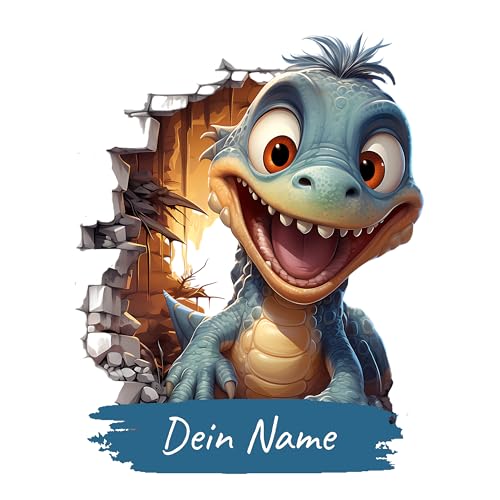 GRAZDesign Dinosaurier Wandtattoo mit Namen personalisiert Dino für Kinderzimmer Junge - Wandaufkleber über Bett & Sofa - 51x40cm von GRAZDesign