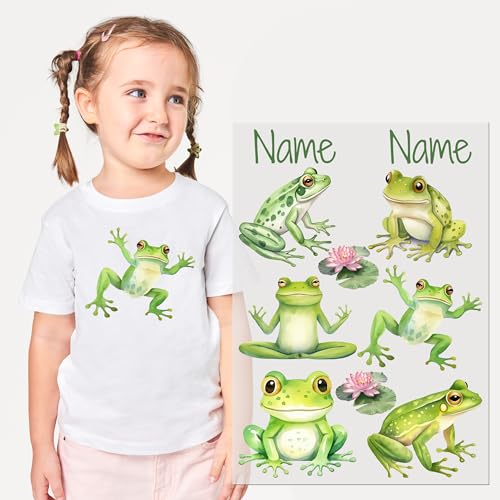 GRAZDesign Kinder Bügelbilder Textilaufkleber - Niedliche Frosch Designs für Kleidung, DIY Bastelprojekte DIN A4 von GRAZDesign
