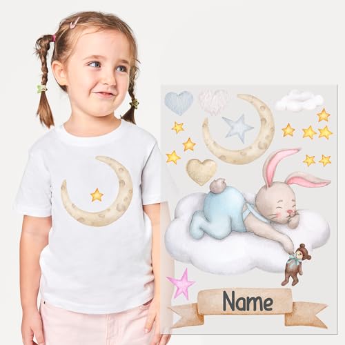 GRAZDesign Personalisierbare Bügelbilder Set für Kinder - DIN A4 Textilaufkleber mit Namen - süße Designs für T-Shirts, Kleidung und Stoffe von GRAZDesign
