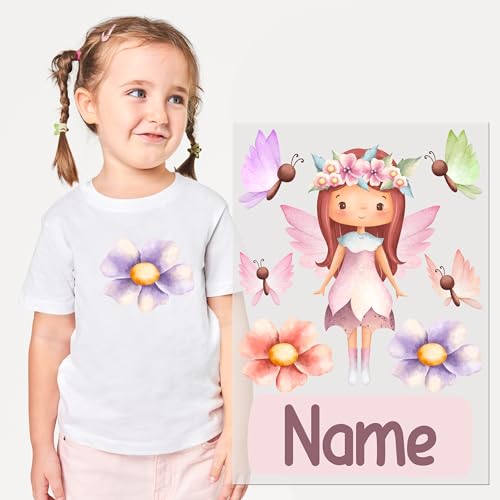 GRAZDesign Personalisiertes Bügelbilder Set für Kinder - Textilaufkleber in DIN A4 Größe mit Namen - Ideal für Mädchen Kleidung Dekoration von GRAZDesign
