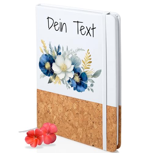 GRAZDesign Personalisiertes Notizbuch mit Namen und Blumen Individuell DINA 5 unliniert als Geschenk von GRAZDesign