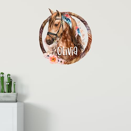 GRAZDesign Pferde Wandtattoo mit Namen personalisiert, Kinderzimmer für Mädchen - 61x57cm von GRAZDesign