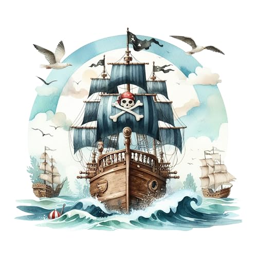 GRAZDesign Piraten Wandtattoo Kinderzimmer Junge Piratenschiff Pirat - Wandaufkleber selbstklebend - 34x30cm von GRAZDesign