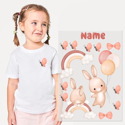 GRAZDesign Süße Bügelbilder für Kinder - Regenbogen & Hase Design Textilaufkleber Set DIN A4 GRAZDesign Süße Bügelbilder für Kinder - Regenbogen & Hase Design Textilaufkleber Set DIN A4 von GRAZDesign