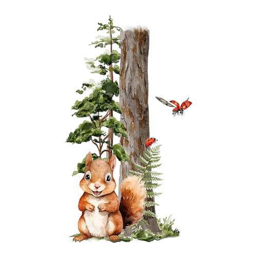 GRAZDesign Wandtattoo Eichhörnchen im Wald, Waldtiere Wandsticker für Babyzimmer und Kinderzimmer, Wandeko für Jungen und Mädchen - 53x30cm von GRAZDesign