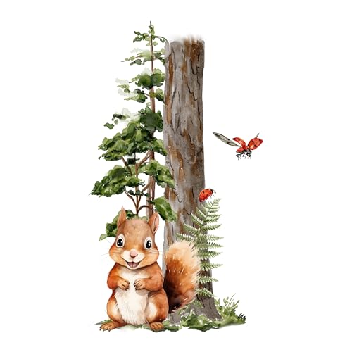 GRAZDesign Wandtattoo Eichhörnchen im Wald, Waldtiere Wandsticker für Babyzimmer und Kinderzimmer, Wandeko für Jungen und Mädchen - 89x50cm von GRAZDesign