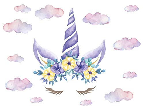 GRAZDesign Wandtattoo Einhorn Mädchen Kinderzimmer | Einhorn Geschenke für Mädchen | Wandsticker Mädchenzimmer, Deko selbstklebend, Aquarell Farben, Größe 40x57cm, Lila GRAZDesign Wandtattoo Einhorn Mädchen Kinderzimmer | Einhorn Geschenke für Mädchen | Wandsticker Mädchenzimmer, Deko selbstklebend, Aquarell Farben, Größe 40x57cm, Lila von GRAZDesign