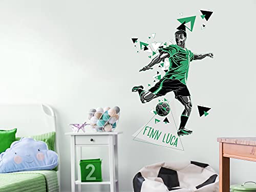 GRAZDesign Wandtattoo Fussball Fußballer personalisiert mit Name groß in vielen Farben Kinderzimmer/Jungenzimmer (Grün, 140x80cm) von GRAZDesign