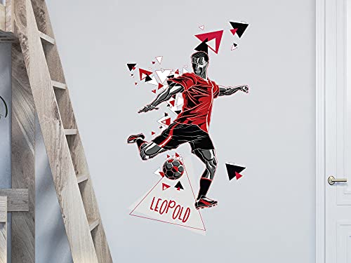 GRAZDesign Wandtattoo Fussball Fußballer personalisiert mit Name groß in vielen Farben Kinderzimmer/Jungenzimmer (Rot, 140x80cm) von GRAZDesign