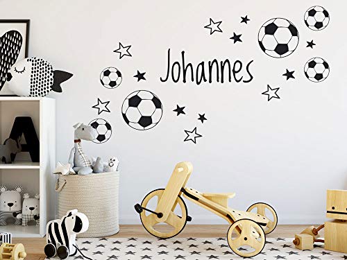 GRAZDesign Wandtattoo Fussball Name Kinderzimmer, Ball mit Namen Jugendzimmer, Wandsticker personalisierte Fussball Geschenke Jungen für Jungs - 100x57cm / Goldgelb von GRAZDesign