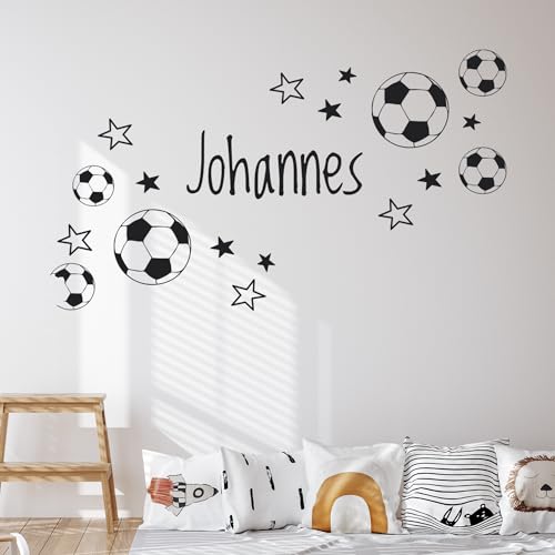 GRAZDesign Wandtattoo Fussball Name Kinderzimmer, Ball mit Namen Jugendzimmer, Wandsticker personalisierte Fussball Geschenke Jungen für Jungs - 100x57cm / Türkis von GRAZDesign