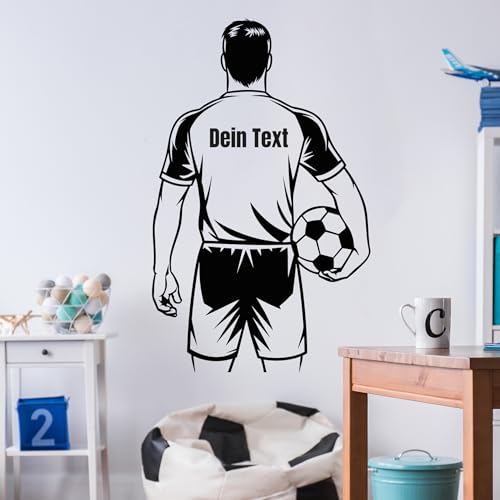 GRAZDesign Wandtattoo Fußballer mit Namen personalisiert, Wandaufkleber Kinderzimmer Jungen Sticker selbstklebend - 92x57cm / schwarz von GRAZDesign