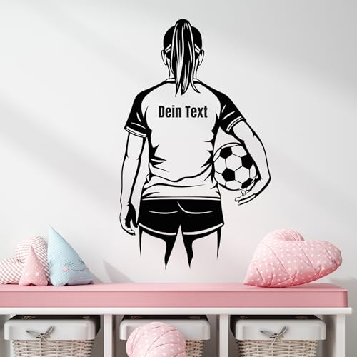 GRAZDesign Wandtattoo Fußballerin mit Namen personalisiert, Wandaufkleber Kinderzimmer Mädchen Sticker selbstklebend - 95x57cm / dunkelgrau von GRAZDesign
