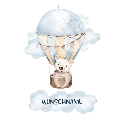 GRAZDesign Wandtattoo Heißluftballon Kinderzimmer, Babyzimmer, mit Namen personalisiert, Deko für Jungen und Mädchen - 82x57cm von GRAZDesign