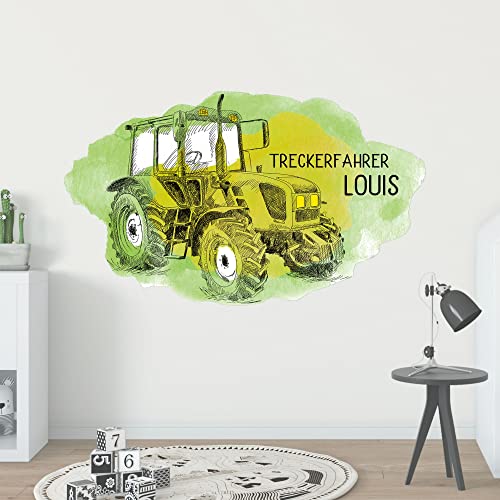 GRAZDesign Wandtattoo Kinderzimmer Junge Traktor Trecker, personalisiert mit Namen, Wandsticker Jugendzimmer, Wandaufkleber Türaufkleber Wanddeko / 93x57cm von GRAZDesign