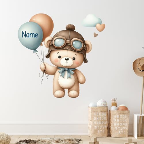 GRAZDesign Wandtattoo Kinderzimmer Luftballons Bär mit Namen personalisiert für Jungen - 41x40cm GRAZDesign Wandtattoo Kinderzimmer Luftballons Bär mit Namen personalisiert für Jungen - 41x40cm von GRAZDesign