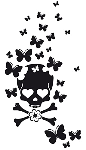 GRAZDesign Wandtattoo Kinderzimmer Mädchen Teenager, Totenkopf mit Schmetterlinge, Wohnzimmer Jugendzimmer Wandaufkleber Klebefolie, 78x40cm, 070 schwarz GRAZDesign Wandtattoo Kinderzimmer Mädchen Teenager, Totenkopf mit Schmetterlinge, Wohnzimmer Jugendzimmer Wandaufkleber Klebefolie, 78x40cm, 070 schwarz von GRAZDesign
