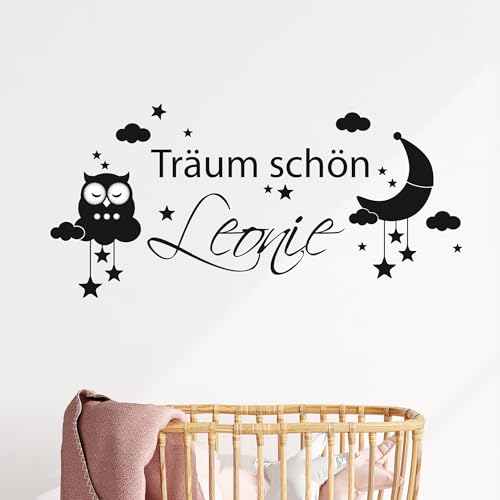 GRAZDesign Wandtattoo Kinderzimmer Sprüche Träum schön Name Eule | Wandsticker Babyzimmer | Wandaufkleber Mond Wolken | personalisiertes Geschenk Baby Deko - 83x40cm / 045 hellrosa GRAZDesign Wandtattoo Kinderzimmer Sprüche Träum schön Name Eule | Wandsticker Babyzimmer | Wandaufkleber Mond Wolken | personalisiertes Geschenk Baby Deko - 83x40cm / 045 hellrosa von GRAZDesign