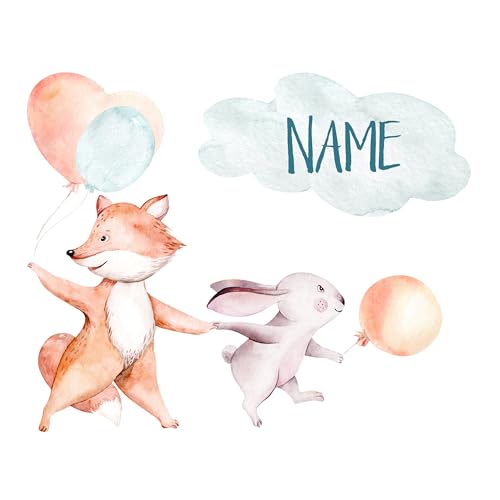 GRAZDesign Wandtattoo Name Fuchs & Hase, Luftballons für Babyzimmer Kinderzimmer Wandsticker über Bett, Wickelkommode - 49x40cm GRAZDesign Wandtattoo Name Fuchs & Hase, Luftballons für Babyzimmer Kinderzimmer Wandsticker über Bett, Wickelkommode - 49x40cm von GRAZDesign