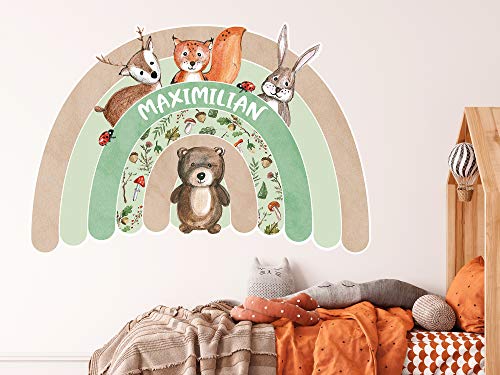 GRAZDesign Wandtattoo Regenbogen Kinderzimmer mit Namen personalisiert, Wandsticker Babyzimmer Kinder Aufkleber, Tiere Waldtiere für Jungen und Mädchen - 84x57cm GRAZDesign Wandtattoo Regenbogen Kinderzimmer mit Namen personalisiert, Wandsticker Babyzimmer Kinder Aufkleber, Tiere Waldtiere für Jungen und Mädchen - 84x57cm von GRAZDesign