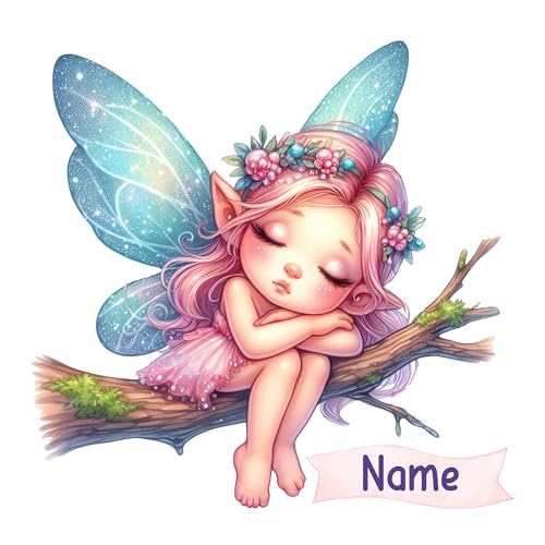 GRAZDesign Wandtattoo Süße Fee mit Name personalisiert Kinderzimmer Mädchen, Feen Welt Wandaufkleber - 41x40cm von GRAZDesign