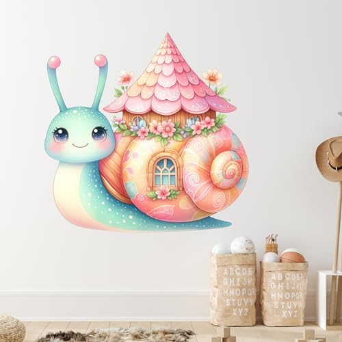 GRAZDesign Wandtattoo Süße Schnecke Kinderzimmer Mädchen - Wandaufkleber selbstklebend - 51x50cm von GRAZDesign