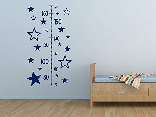 Wachstumsmesser Kinderzimmer Messlatte Kind Maßband, Messleiste als Wandaufkleber Sterne, Wandtattoo Mädchen Geschenk zur Geburt Geburtstag / 100x57cm / 074 mittelgrau von GRAZDesign