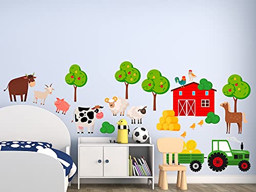 GRAZDesign Wandtattoo Kinderzimmer Junge | Traktor grün Bauernhof Bäume Stroh Tiere Kuh Pferd | Wandsticker Babyzimmer | Wand Deko zum Aufkleben | selbstklebend 100x57cm GRAZDesign Wandtattoo Kinderzimmer Junge | Traktor grün Bauernhof Bäume Stroh Tiere Kuh Pferd | Wandsticker Babyzimmer | Wand Deko zum Aufkleben | selbstklebend 100x57cm von GRAZDesign