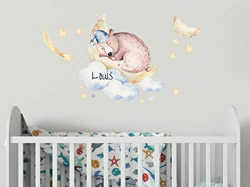 GRAZDesign Wandtattoo Kinderzimmer Junge, Bär auf Mond und Namen, Babyzimmer personalisiert, Entfernbare Wandsticker / 70x40cm GRAZDesign Wandtattoo Kinderzimmer Junge, Bär auf Mond und Namen, Babyzimmer personalisiert, Entfernbare Wandsticker / 70x40cm von GRAZDesign