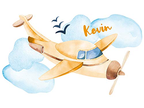 GRAZDesign Wandtattoo Kinderzimmer Junge Flugzeug | personalisiert mit Name | Wandsticker Babyzimmer Baby Jungen | Wandaufkleber Kinderzimmer Deko 69x40cm, Gelb GRAZDesign Wandtattoo Kinderzimmer Junge Flugzeug | personalisiert mit Name | Wandsticker Babyzimmer Baby Jungen | Wandaufkleber Kinderzimmer Deko 69x40cm, Gelb von GRAZDesign