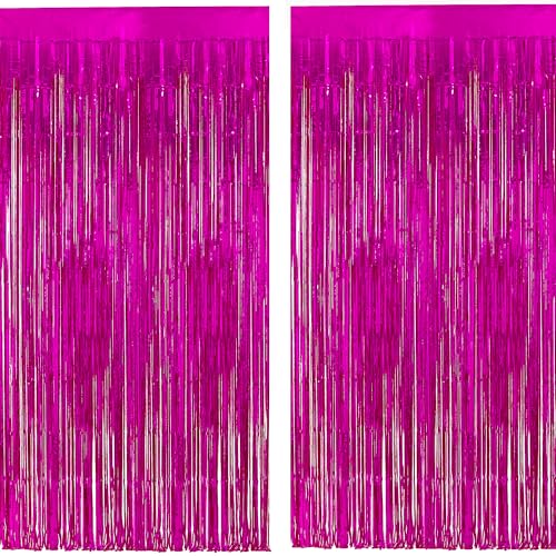 Lametta Vorhang Pinke - Muttertag Fuchsia Luftschlangen Metallic Party Vorhange Geburtstag Fotowand Folien Fransen Luftschlangen Deko für Mean Girl Dollhouse Bär Valentinstag Galentines Party von GREATRIL